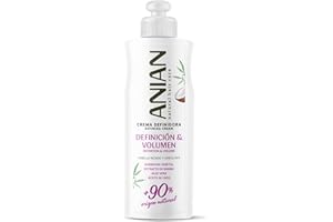 ANIAN - Crema Definidora de Rizos Definición y Volumen, 250 ml, para Cabello Rizado y Ondulado, Moldea y Da Forma a tus Rizos, con Queratina Vegetal, Aloe Vera y Aceite de Coco