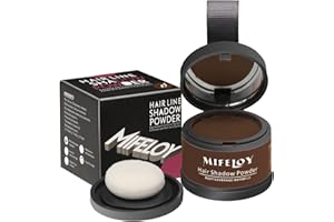 MIFELOY Poudre de racine des cheveux avec éponge miroir, marron foncé, poudre de racines invisible, effet immédiat, correcteur pour épaissir les cheveux, pour femmes et hommes, maquillage imperméable