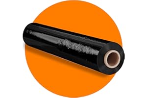 RIGHT PACK Stretch Pallet Plastic Shrink Wrap roll Black 400mm×300m 17mu(1Roll) Heavy Duty Strong Cling Film Water Moisture Proof Packaging for Industrial,Warehouse,House Moving,Luggage,Furniture Protect,Storage