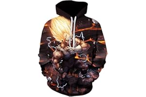 CHENMA Herren Cosplay Goku Vegeta Bedrucktes Hoodie-Sweatshirt mit Fronttasche