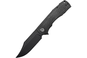 Petrified fish PFP03 Victor Cuchillo Plegable 3,58 inch Cuchilla de satén de acero K110 Micarta Mango EDC cuchillo de bolsillo (Black Stonewashed)