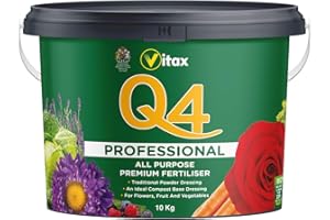VITAX LTD Vitax Q4 Fertiliser, Plant Food Enriched With Organic Nutrients, More Flowers, Bigger Yields, Slow Release -10 Kg