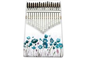 Hearda Kalimba 17 Schlüssel Daumen Klavier, Kalimba Instrument für Anfänger Kinder mit Stimmhammer, Studienführer, Daumenklavier Fingerklavier Kalimba Musik Geschenk (Blaue Blume)