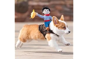 WMLBK - Costume da cowboy Rider per cani, stile cavaliere gladiatore, con bambola e cappello, per Halloween, uso quotidiano