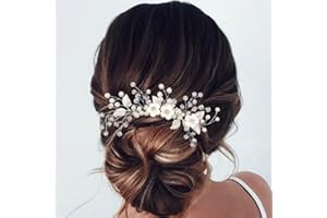 Unicra Bride Wedding Hair Comb Pearl Hair Accessories Flower Bridal Headpiece for Women and Girls