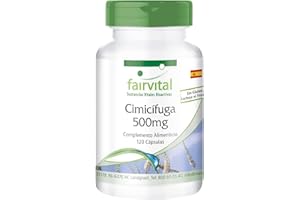 FAIRVITAL Extracto de Cimicífuga 500mg - Cimicifuga racemosa - Dosis elevada - VEGANO - 120 Cápsulas - Calidad Alemana