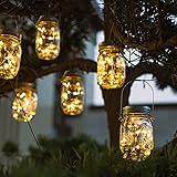Wasserdichte Hängeleuchte, 6 Stück 20 Led Solar Mason Jar Licht, IP65 Wasserdichte Solar Einmachglas Aussen Lampions, Solarla