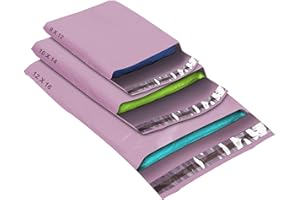 YUNJU 50 Mixed Size Baby Pink Mailing Bags, Self Seal Strong Waterproof Poly Plastic Envelopes for Parcels, Packaging, Small, Medium, Large Mail, Shipping Courier Delivery Bags 3 Sizes