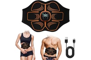 Fouvin EMS Bauchmuskeltrainer Elektrisch, EMS Trainingsgerät Bauchtrainer für Zuhause Muskelstimulation, 10 Modi & 30 Intensitäten, USB-aufladbar, Bauchmuskel Gürte für Männer und Frauen