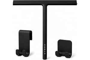 EMBAR® Duschskrapa 28 cm Svart med 2 Hållare, Utan Borrning | För dusch, glas, kakel och fönster: halkfritt handtag, ränderfritt resultat, 2 hållare ingår utan borrning