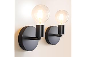 Mlihove Wall Sconces 2 Pack, Black Wall Lights Industrial Up and Down, Indoor E27 Metal Vintage Wall Lamp Fixtures for Bedroom, Living Room, Kitchen, Hallway, Restaurant, Bar (Not Included Bulb)