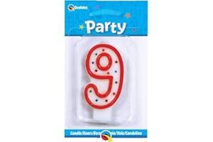 Qualatex Candle Age 9, 9th Birthday Candle, Birthday Cake Candle Age 9 Ninth Birthday Candle, 26833, Multi-Colour