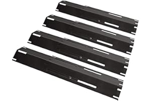 Unicook Barbecue Heat Plate, Heavy Duty Adjustable Porcelain Steel Heat Shield, Gas BBQ Replacement Parts, Length Extends from 29.8cm up to 53.3cm, 4 Pack