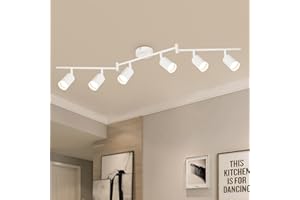 ‎VEKIDOT VEKIDOT LED Deckenstrahler 6 Flammig Weiß - Strahler Deckenleuchte Schwenkbar 350° - Deckenlampe Spot GU10 - Deckenspot Modern Lampen Wohnzimmer - Küchenlampe Schlafzimmerlampe Ohne Leuchtmittel