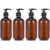 PIQIUQIU 4 adet 500 ml sıvı sabunluk pompalı plastik, losyon dispenseri, boş şişe, siyah losyon pompalı, losyon, duş jeli, el
