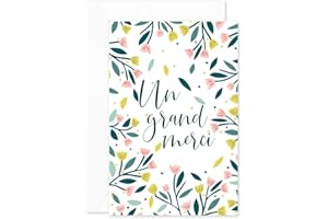 popcarte Remerciements • Lot de 16 Cartes & 16 Enveloppes Blanches Incluses • Style Champêtre • Carte Made in France Format 10x15cm • Verso vierge pour écrire votre message