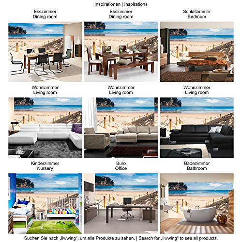Vlies Fototapete 208x146cm PREMIUM PLUS Wand Foto Tapete Wand Bild Vliestapete – Meer Tapete Strand Horizont Boot Wasser ocker – no. 2662 - 5