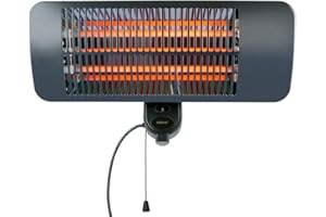 alpina Riscaldamento a infrarossi da appendere, per terrazze, 2000 W, 3 livelli di riscaldamento, protezione dagli spruzzi d'acqua, IP34, con lampada a infrarossi, riscaldamento per terrazze