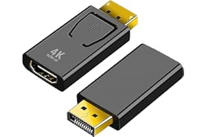 MEUKCEZ 2 adaptadores DisplayPort a HDMI, convertidor 4K DP a HDMI, adaptador DisplayPort, soporte 3D 1080P, compatibilidad universal para Lenovo, HP, Dell, AMD, GPU y otros PCs, color negro