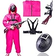 TK Gruppe Timo Klingler Kostümheld® The Game Squid 4-in-1 Unisex Costume Set with Suit & Rifle & Mask - Adult for Fancy Dress & Carnival & Halloween (160-190 cm) (1)