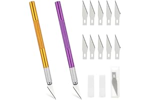 JUGCUT 2 Precision Knife with 10 Replacement Blades,Hobby Knife Set,Ergonomic Aluminium Handle,Precision Professional Carving Knife for Art Cutting DIY Repair Model Tool kit