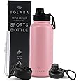 SOLARA Insulated Water Bottle 1 Litre, Hot Water Bottle, 1000ml Thermosteel Water Bottles for Travel, Home, Office, School, Gym, Adults, Water Bottle Hot and Cold, Sipper Bottle, Angel Pink