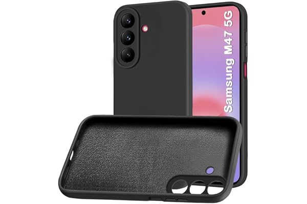 TheGiftKart Liquid Silicon Back Cover Case for Samsung Galaxy M47 5G Total Camera Protection Micro-Fibre Lining Inside Shockproof Back Cover Case for Samsung Galaxy M47 5G (Silicone, Black)