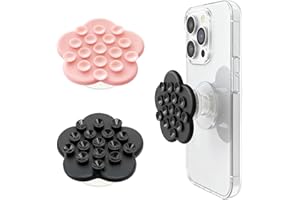 WUGAUWOR 2 Stück Silikon Saugnapf Handyhalter, Schwarz & Rosa Klebrige Handyhalterung mit Ausziehbarem Ständer für iPhone/Samsung/Google/Kindle, Handygriff für Küche, Badezimmer, Fitnessstudio, Auto