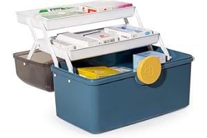 Theo&Cleo Boîte de rangement pour médicaments, boîte à pharmacie domestique, grande valise (bleu foncé)