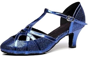 MINITOO Damen Glitzer Salsa Tango Ballsaal Latin Tanzschuhe t-Strap Geschlossen Abend Party Hochzeit Schuhe