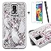 Price comparison product image Tebeyy Samsung Galaxy S5 Case,Samsung Galaxy S5 Liquid Case,3D Creative Design [Flowing Liquid] Floating [Bling Glitter] Sparkle Star Crystal Clear Hard Protective Shell Case Cover for Samsung Galaxy S5 +1x Screen Protector +1x Stylus Pen-White Feathers