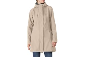 OUTDOOR VENTURES Giacca impermeabile da donna, lunga softshell con cappuccio, per le mezze stagioni, impermeabile, giacca funzionale foderata, impermeabile, antivento, giacca traspirante