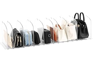 Fangoo 10 Piezas Ajustables Separadores Bolsos Estantes Organizador Armario Bolsos Acrílico Organizadores de Armarios Extraíble Adecuado para Escritorios de Cocina de Dormitorio (Transparencia)