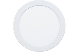 EGLO LED recessed Spotlight Fueva 5, Ø 16.6 cm, Spotlight Made of Steel and a Plastic Light Surface, Light in White, Low Installation Depth 26 mm, Warm White