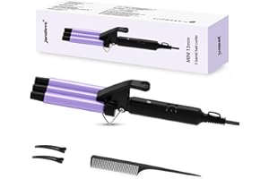 janelove Upgraded Mini Hair Waver for Short & Medium Hair, 13MM Hair Curler Curling Wand, 0.45lb Lightweight, Mini Size Hair Crimper Beach Waver, Travel Friendly,Adjustable Temperature-Purple