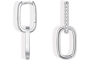 Cangall Kolczyki damskie kreolki ze srebra próby 925, srebro wysokiej próby 925, kolczyki damskie, kreolki, podwójne kółko, geometryczne huggie, małe kolczyki kreole, trójkąt, owalne kolczyki wiszące