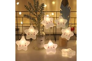 NIWWIN Bébé enfants mignon lampe chambre lumière couloir décor petite veilleuse Halloween noël vacances chaîne lumières 10LED avec batterie alimenté partie salle de classe salle à manger décor(Étoile)