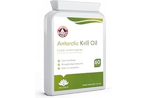 100% Antarctic Krill Oil Capsules 500mg | Natural Source of Astaxanthin & DHA | 1 Month Supply | Krill Oil with Powerful Antioxidant Astaxanthin and Phospholipids | 60 softgels Made for Hellenia