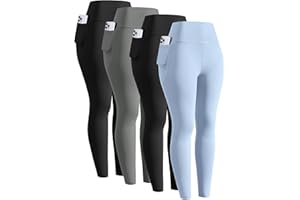 Orrfreer 4 Pack Girls Leggings with Pockets,High Waisted Girls Athletic Leggings Full Length Yoga Workout Active Leggings Pants