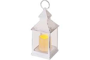 EMOS Lanterne antique avec bougie LED, design vintage et effet flamme, IP20 pour l'intérieur, fonctionne avec piles (3 x AAA), 10 000 heures, couleur de lumière blanc chaud, fonction minuterie 6