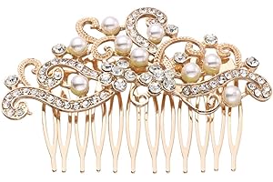 Lurrose Wedding Hair Side Comb Vintage Bridal Hair Comb Hair Pieces Hair Accessory for Women (Golden)