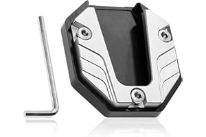 MIUNPRI Pied De Bequille Moto, Repose-pieds Moto Arrière Upport Latéral Pour Moto Anti-dérapant Argent Aluminium Repose-pieds Arrière Moto Accessoires Béquille Latérale Agrandir Extension De Béquille De Moto