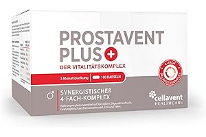 ‎CELLAVENT HEALTHCARE 180 Prostata Komplex Kapseln - Sägepalmenextrakt (saw palmetto) - natürliche Extrakte aus Kürbiskerne, Granatapfelschale & Brennesselwurzel - Selen & Zink für den Testosteronspiegel - Prostavent PLUS