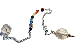 CHABOTTAKRA 7 pendoli a sfera Chakra con cuore di cristallo di rocca (cristallo di montagna)