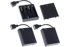 JORMFTTE 3 Pcs 4 AA Battery Holder USB Switch, 5-6V USB Female Socket, Plastic Battery Holder Case, ON/OFF Switch and Cover, Applicable to RC Cars LED Strips (Black)
