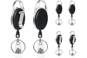 Vicloon Chowany zwijacz długości, 6 szt., wytrzymały uchwyt na karabińczyk, 70 cm ze wzmocnioną sprężyną do kart identyfikacyjnych, z breloczkiem do paska i haczykiem do ściągania