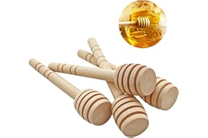 YYGMSS Juego de 35 Mini Madera para Miel de 10 cm, para Dispensar Mermelada de Miel, Dispensador Portátil de Tarros de Miel para Mermelada Recoger Varilla de Agitación, Recuerdos de Fiesta de Boda