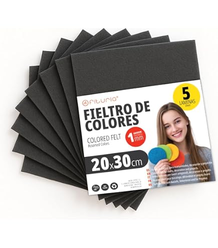 Set Di 10 Fogli Di Feltro Colorato 5 Mm – Formato A4 20x30 Cm, Colori Vivaci, Per Bricolage E Scuola