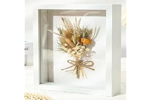 GSHUR Marco de fotos 3D de 20 x 20 cm, marco profundo para objetos de hasta 3 cm, para rellenar, forma cuadrada, marco de fotos 3D para objetos, fotos, obras de arte, recuerdos, flores (blanco)