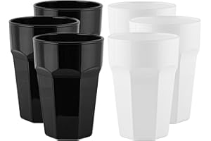 TREND FOR HOME 6 Verres à Cocktail 425 ml Colorés - Gobelet Noir et Blanc Pour Eau, Jus, Soda, Smoothie, Mojito - Gigi Black&White